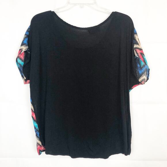 Discreet Multicolor Y2K Chevron Top Juniors Large Artsy Minimalist Dressy Flowy - Picture 6 of 11